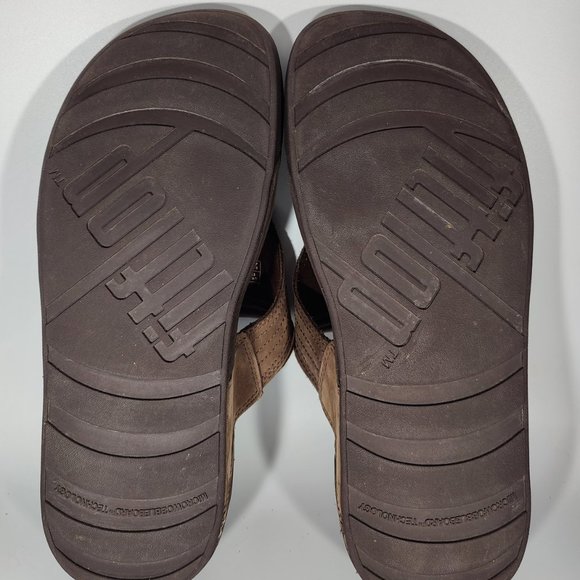 Fitflop Brown Leather Sandals Flip Flops Men's Sz 13 - Picture 6 of 10